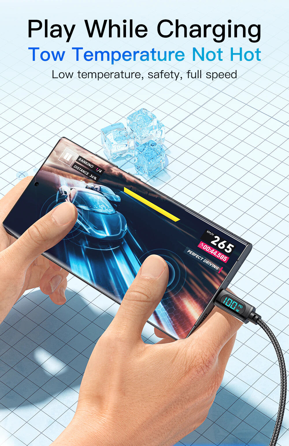 100W USB-C Fast Charging Cable with Power Display